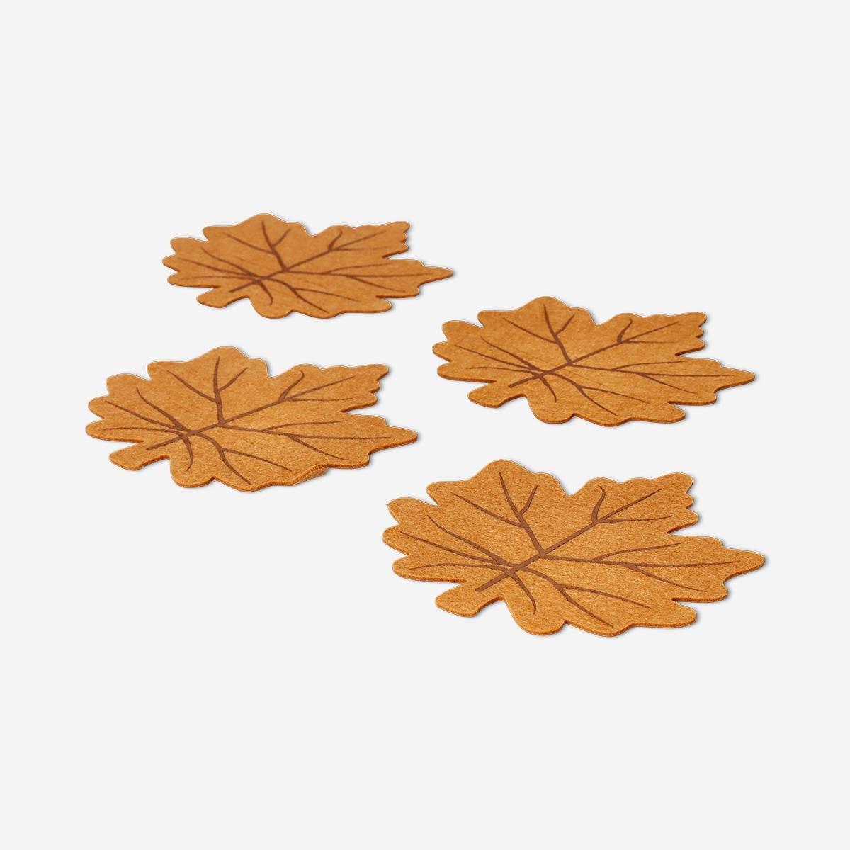 Brown Maple Leaf Cutlery Holders - 4 Pcs