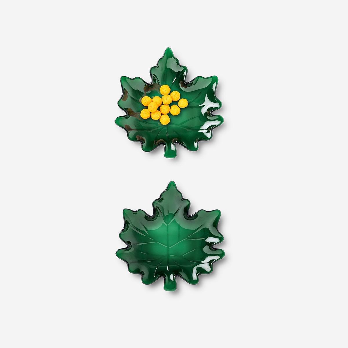 Green Autumn Leaf Plates - 2 Pcs