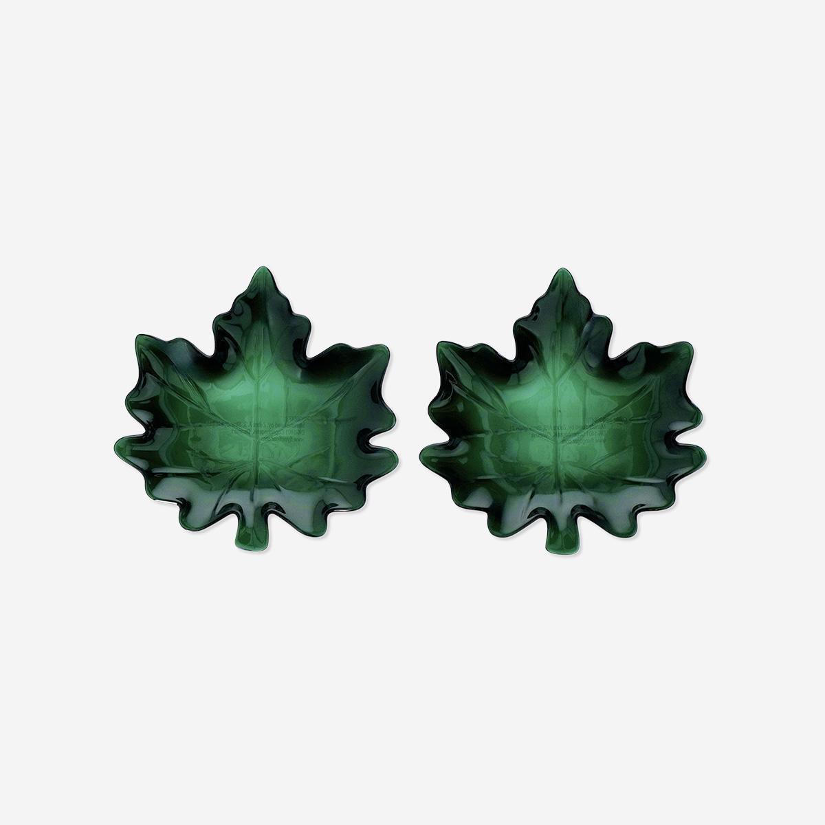 Green Autumn Leaf Plates - 2 Pcs