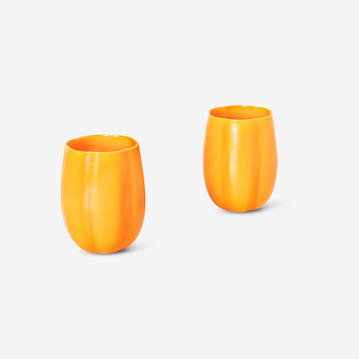 Orange Reusable Pumpkin Cups - 2 Pcs