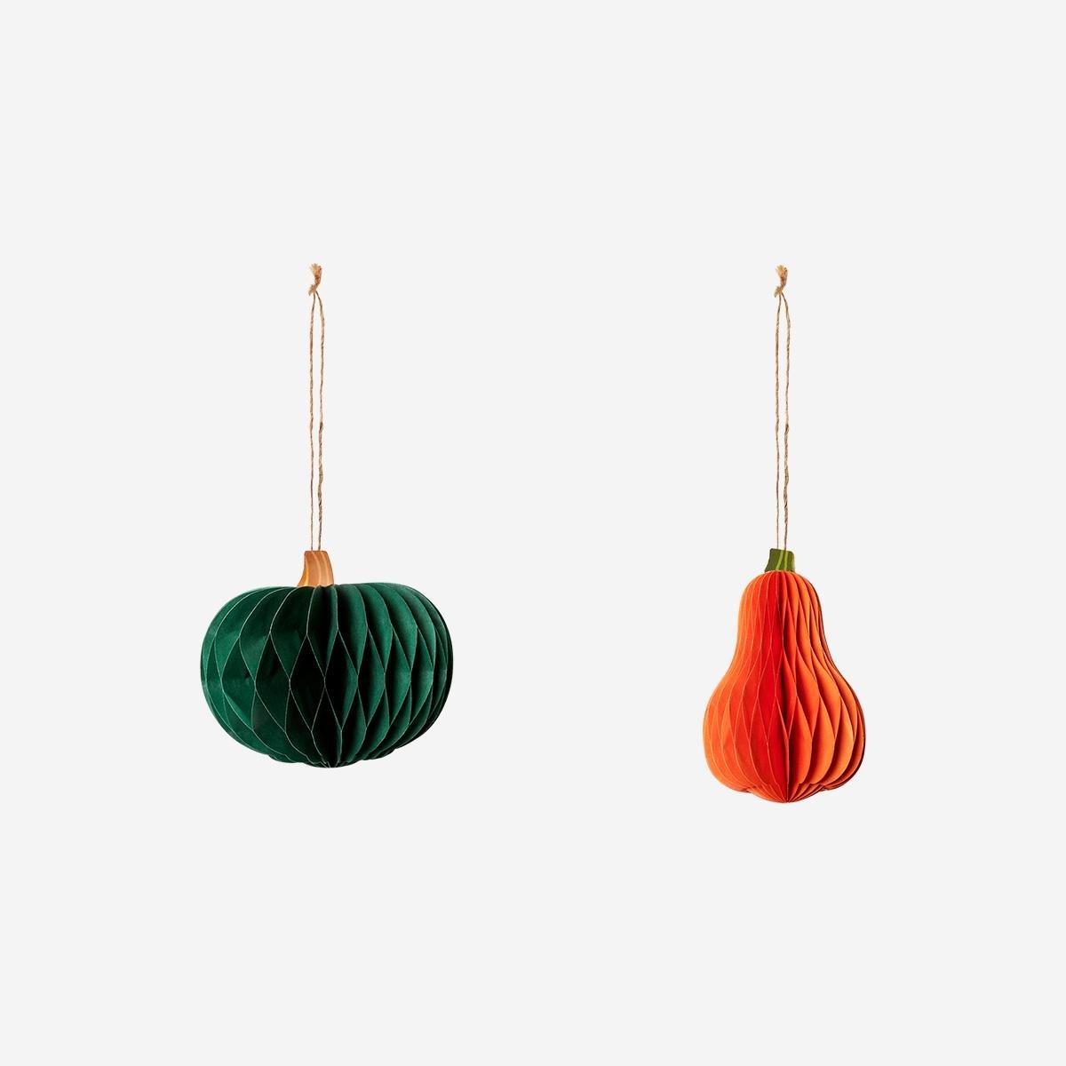 Multicolour Hanging Decorative Pumpkins - 2 Pcs