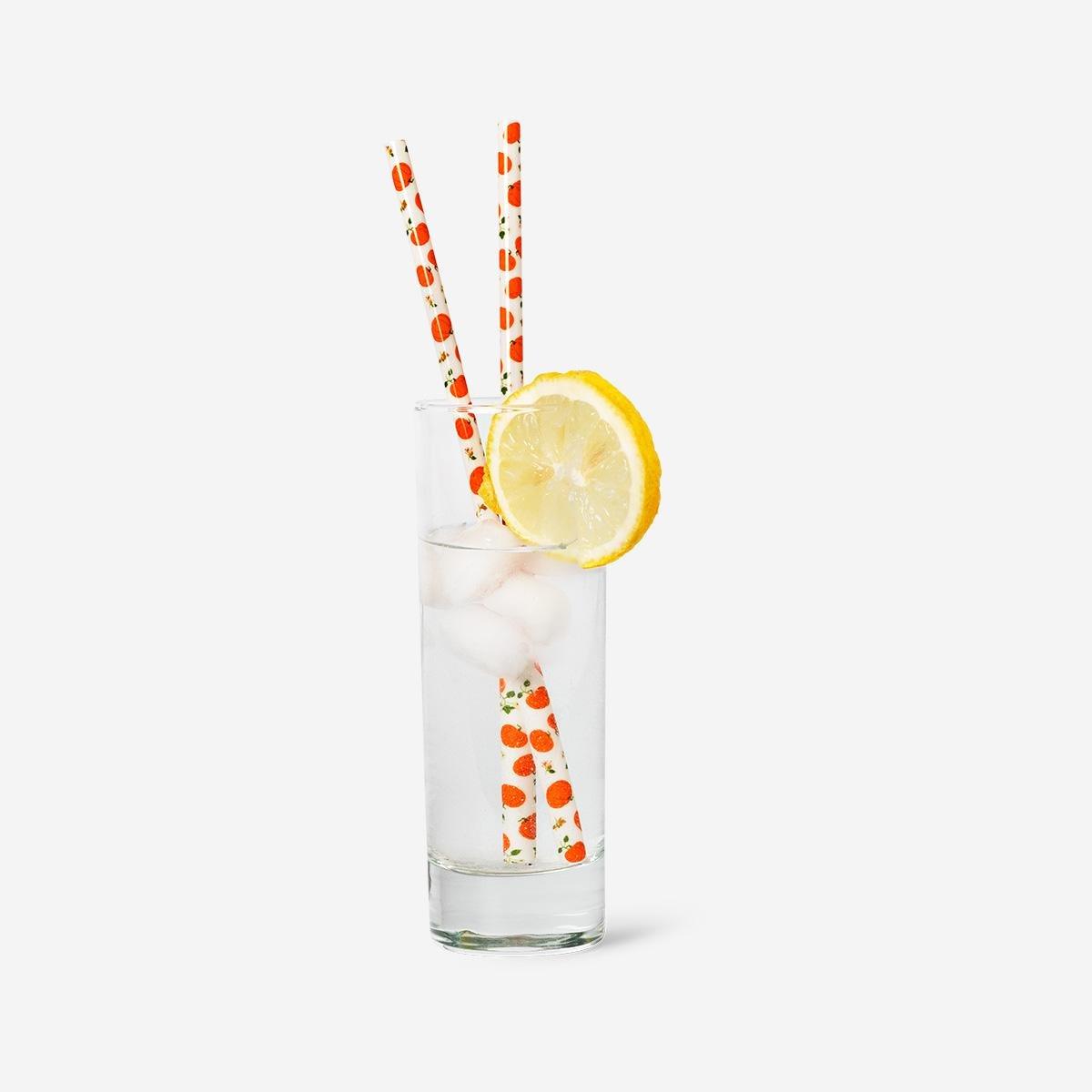 Orange Reusable Straws With Pumpkin Print - 8 Pcs