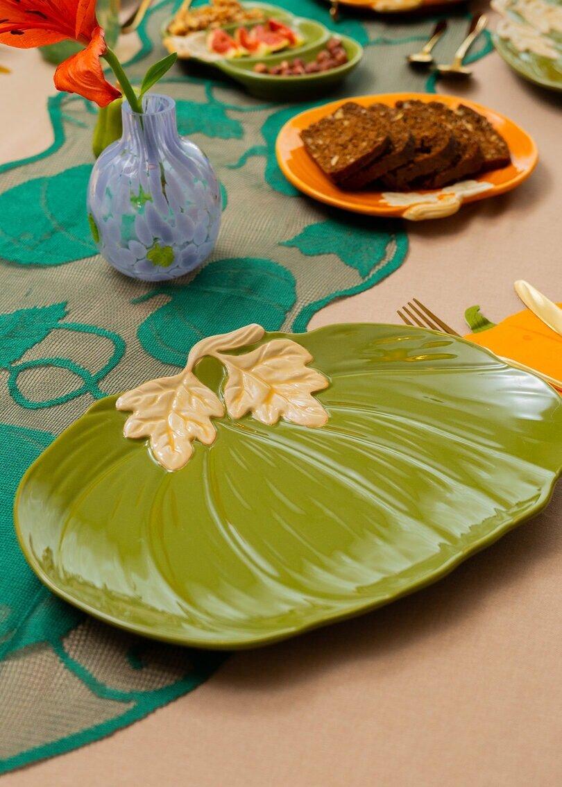 Green Pumpkin Serving Plate - 33 Cm