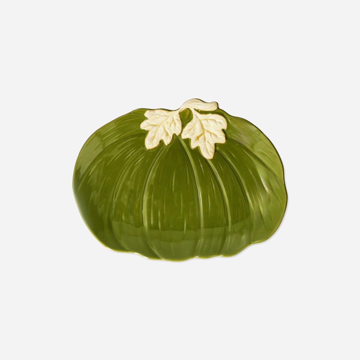 Green Pumpkin Serving Plate - 33 Cm