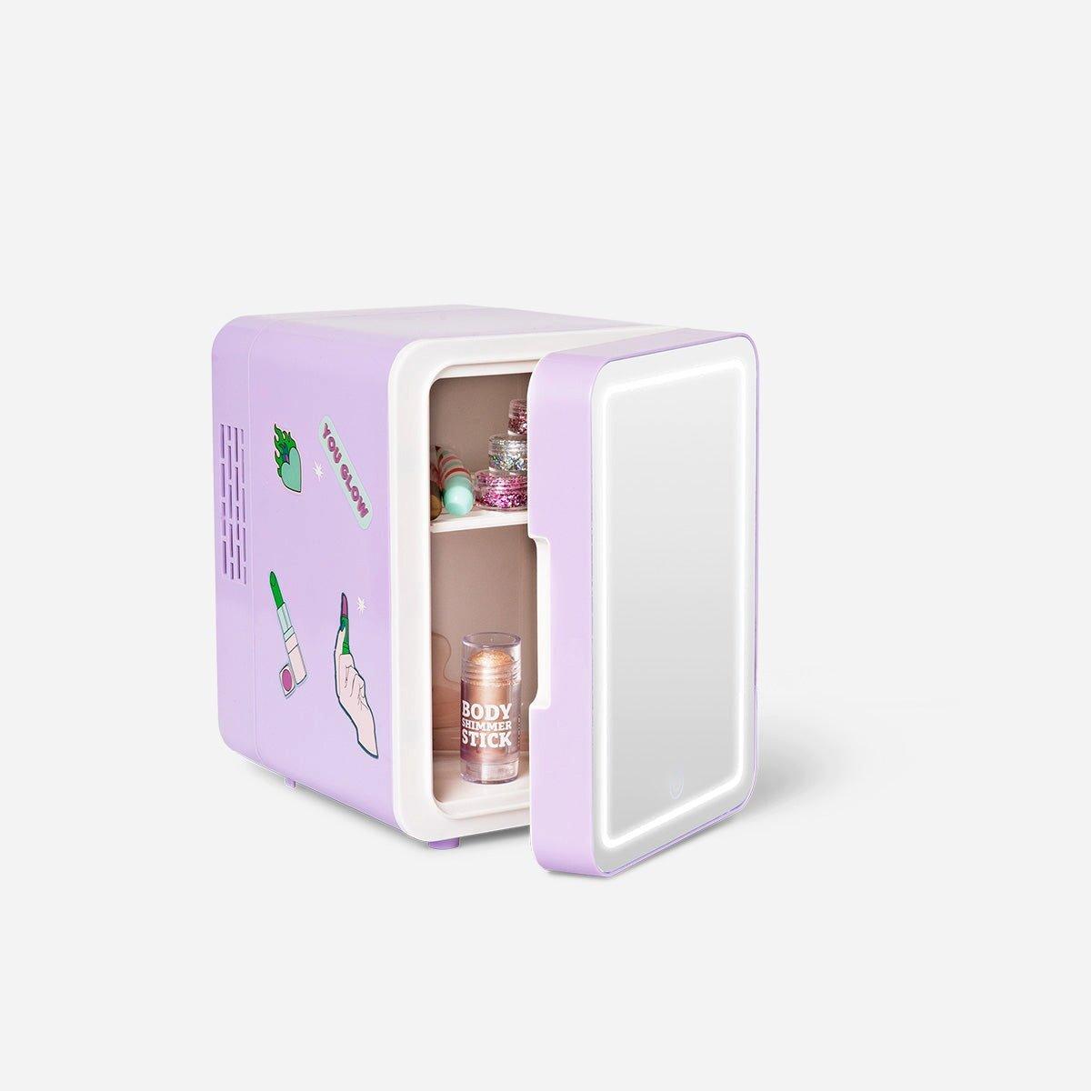 Purple Mirror And Led Cosmetics Mini Fridge