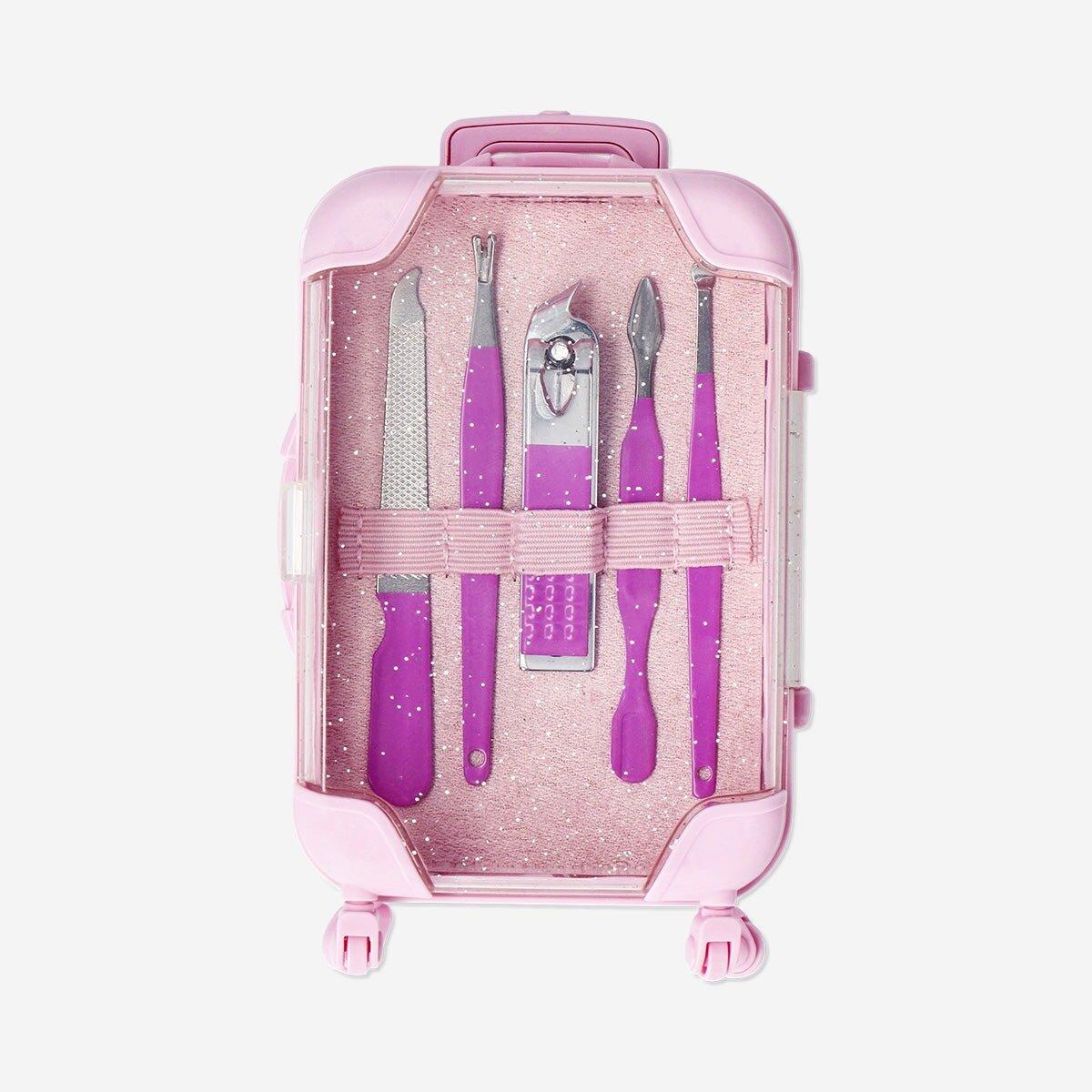 Pink Manicure And Pedicure Set In A Suitcase