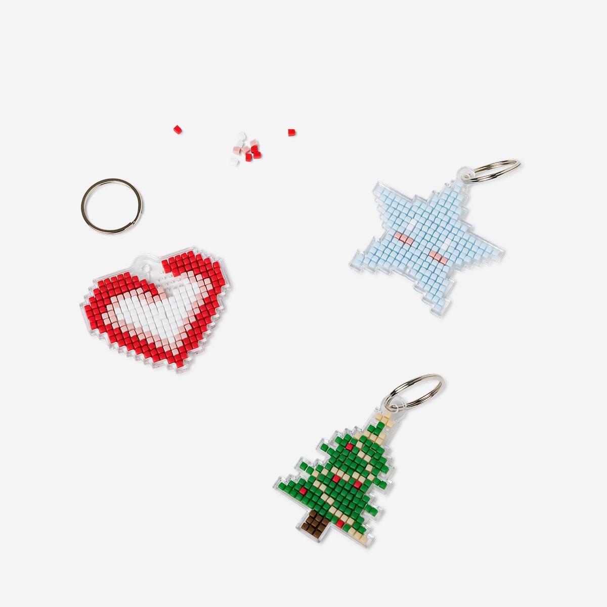 Multicolour Diy Christmas Key Rings - 3 Pcs