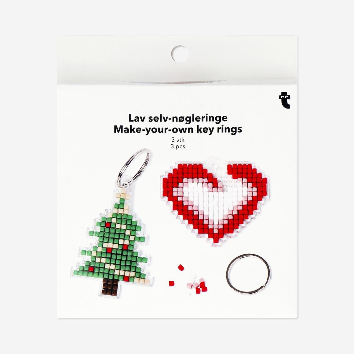 Multicolour Diy Christmas Key Rings - 3 Pcs