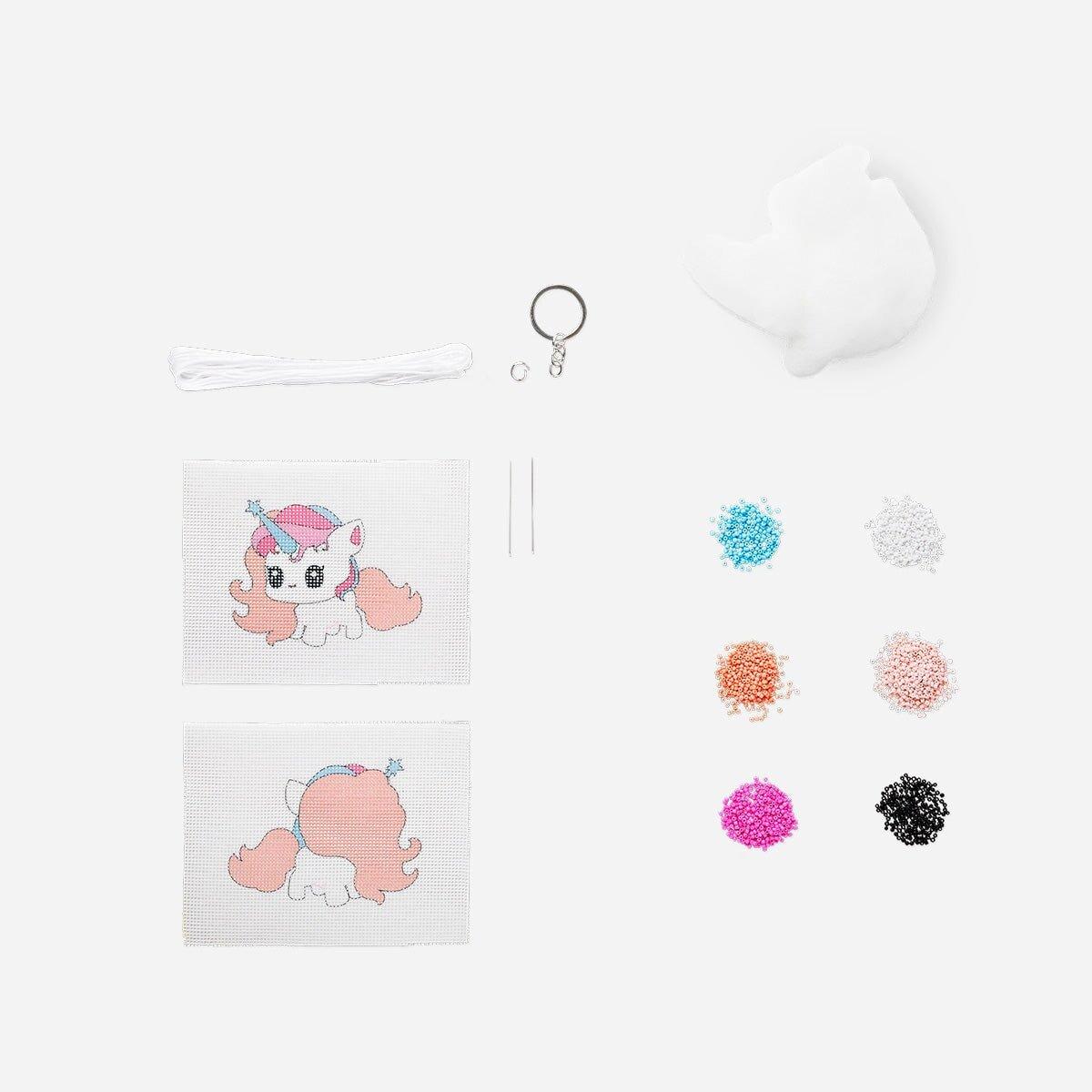 Multicolour Diy Beaded Unicorn Keyring