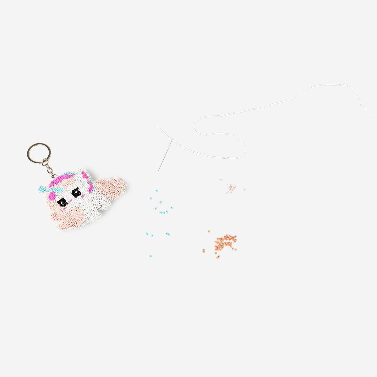 Multicolour Diy Beaded Unicorn Keyring