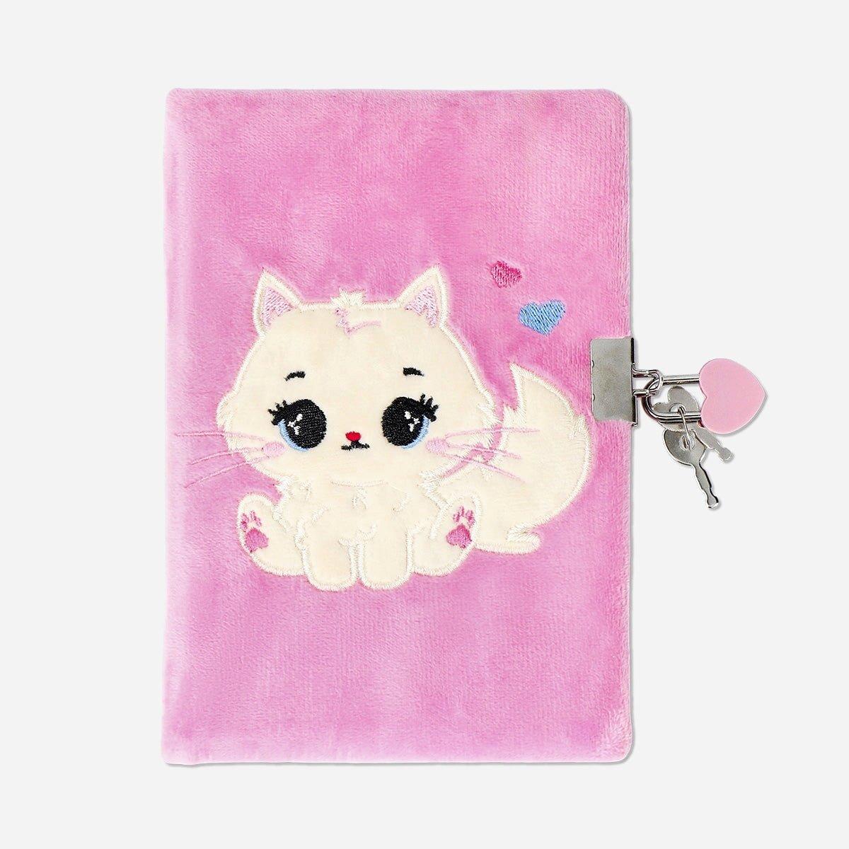Pink Diary With Lock And Plush Cat