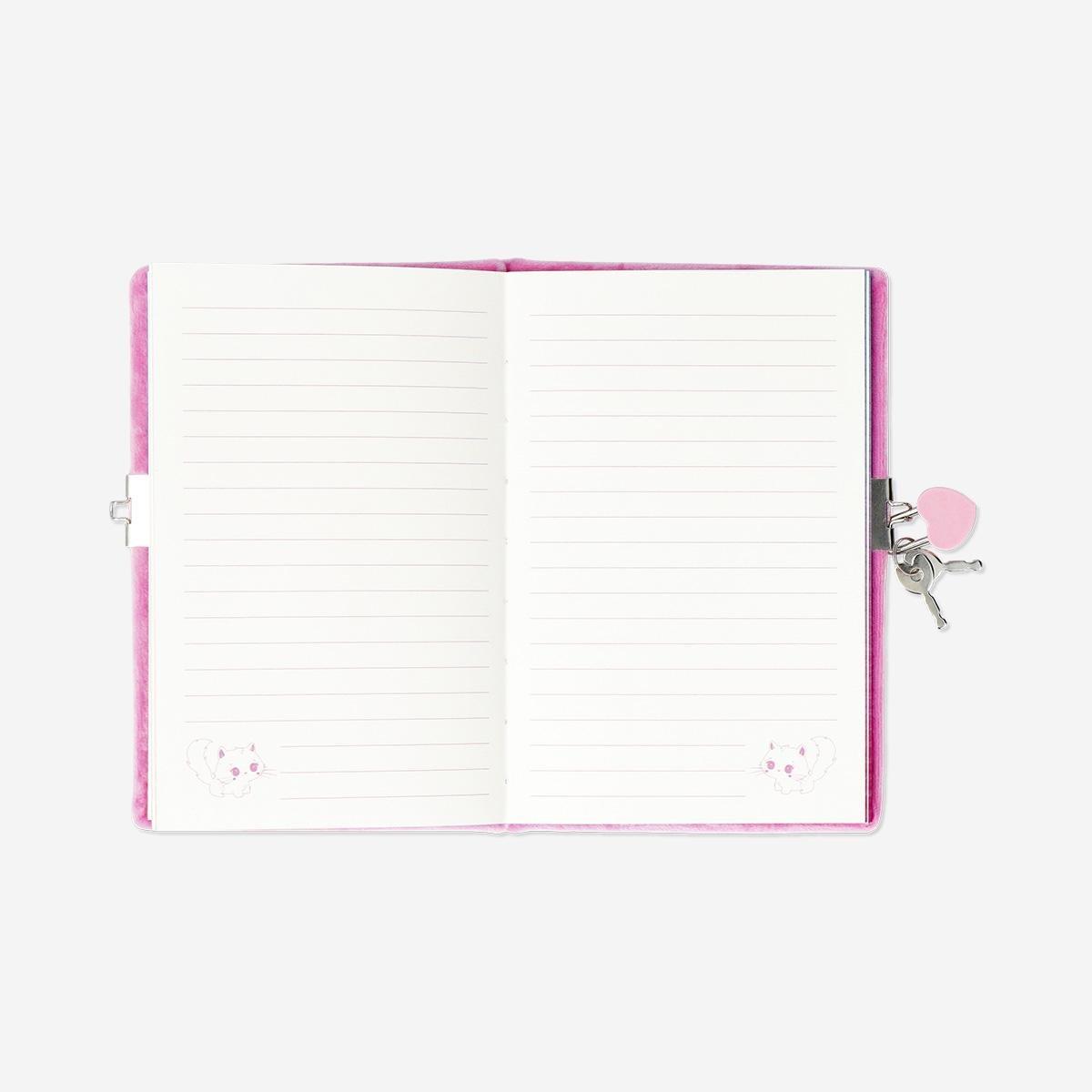 Pink Diary With Lock And Plush Cat
