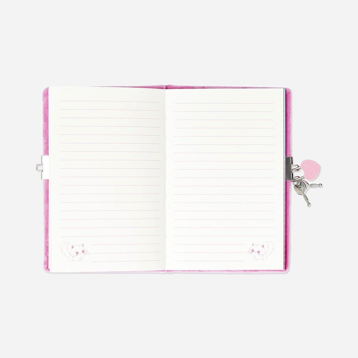 Pink Diary With Lock And Plush Cat
