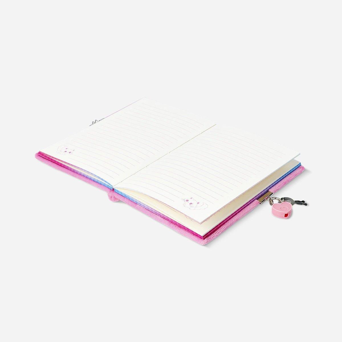 Pink Diary With Lock And Plush Cat