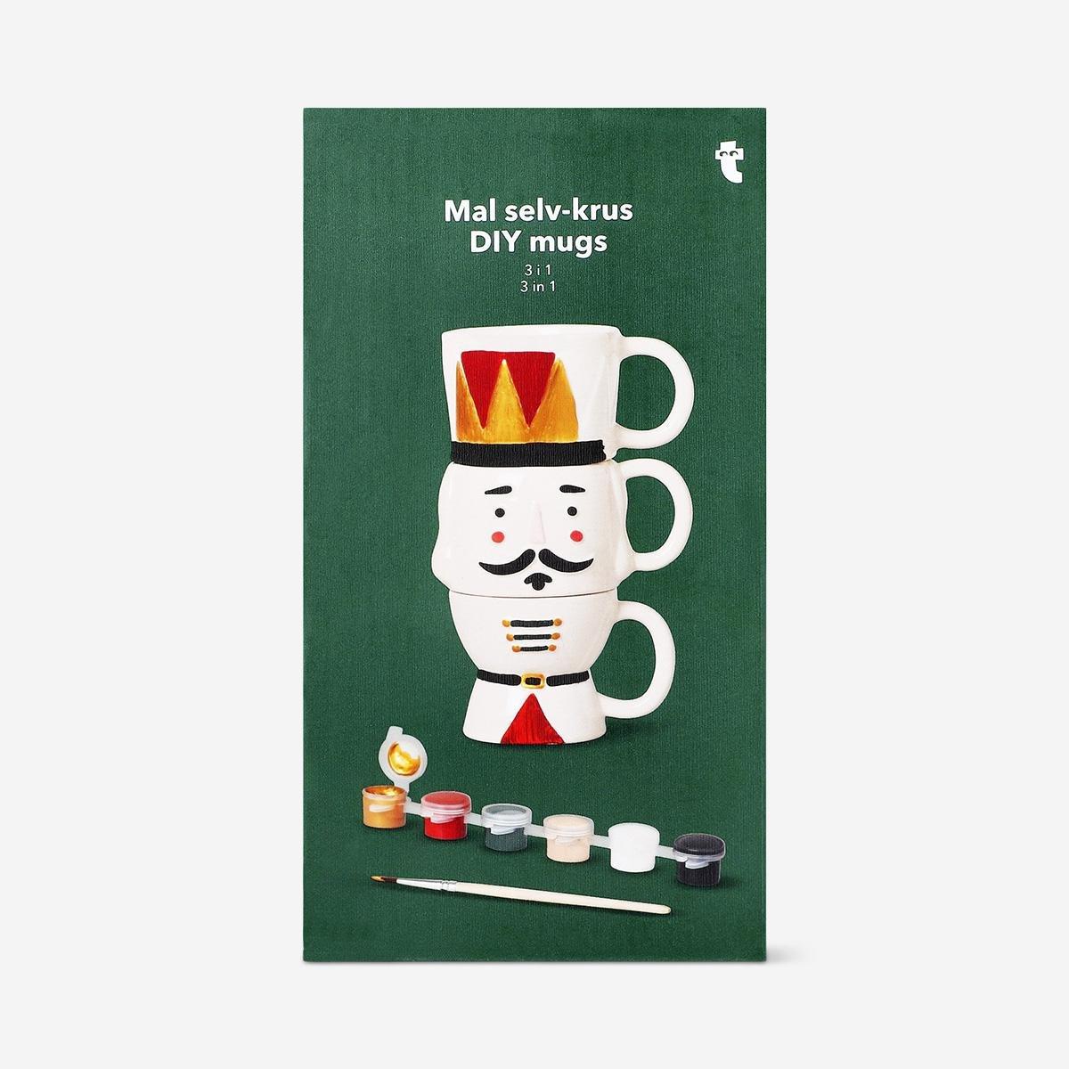 Multicolour Diy Stackable Mugs With Paint - Pack Of 3