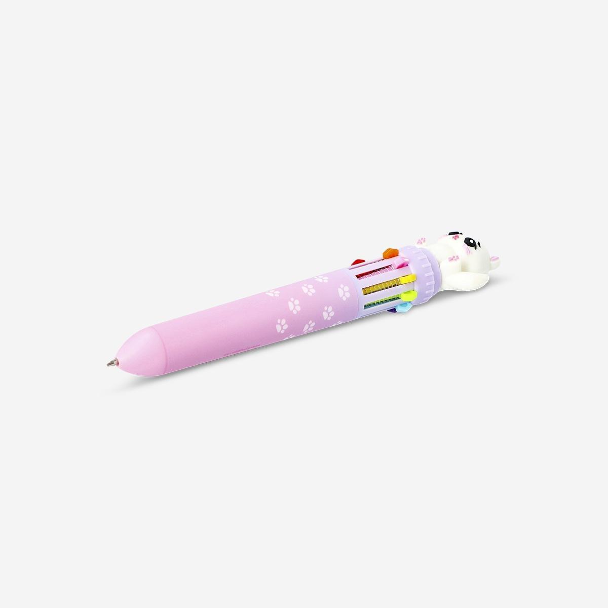 Multicolour Ballpoint Pen With Cat Topper