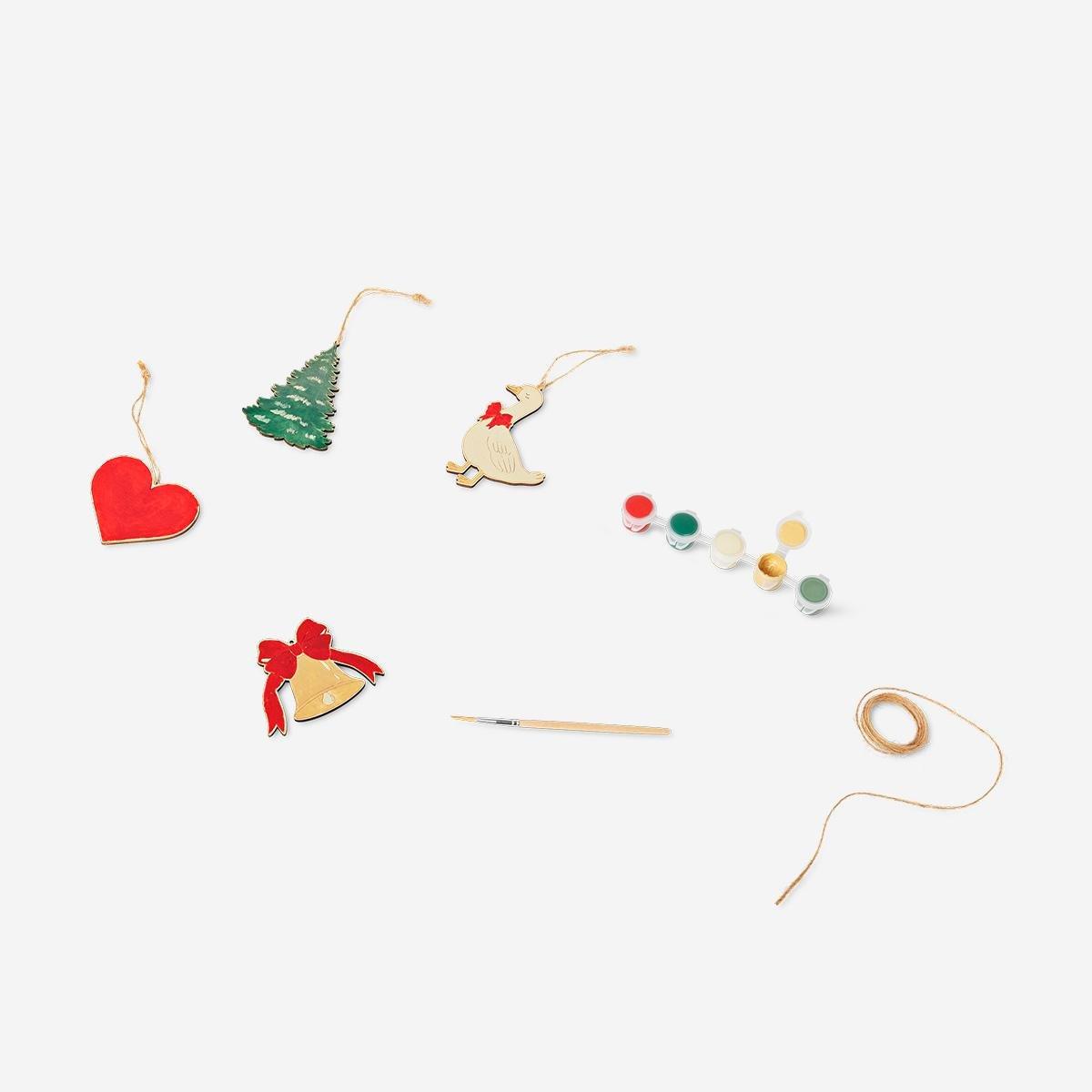 Multicolour Diy Wooden Christmas Ornaments - 5 Pieces
