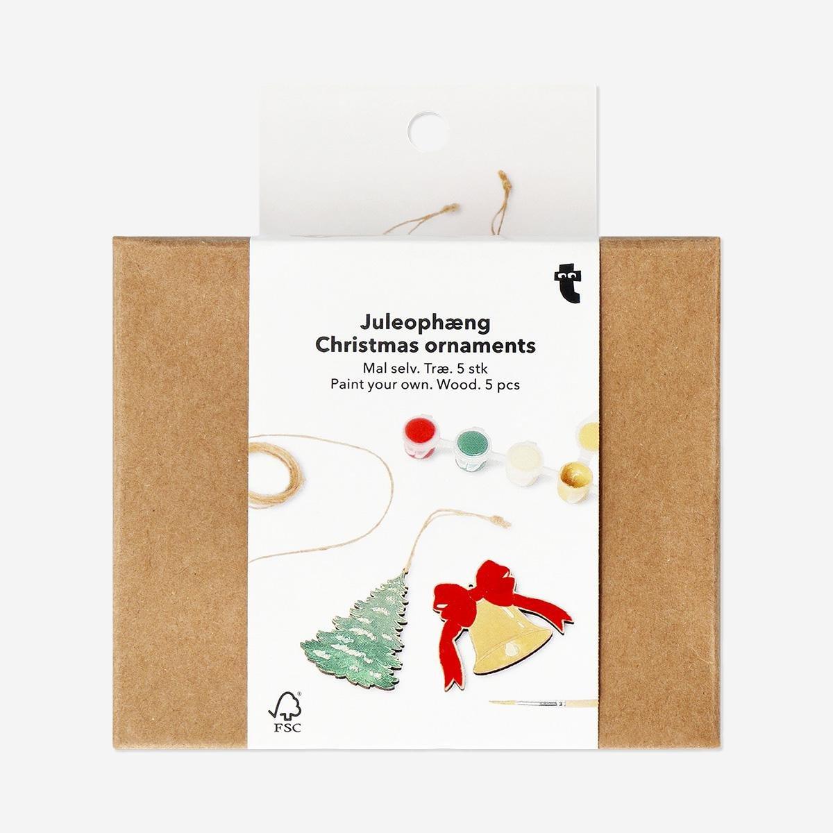 Multicolour Diy Wooden Christmas Ornaments - 5 Pieces