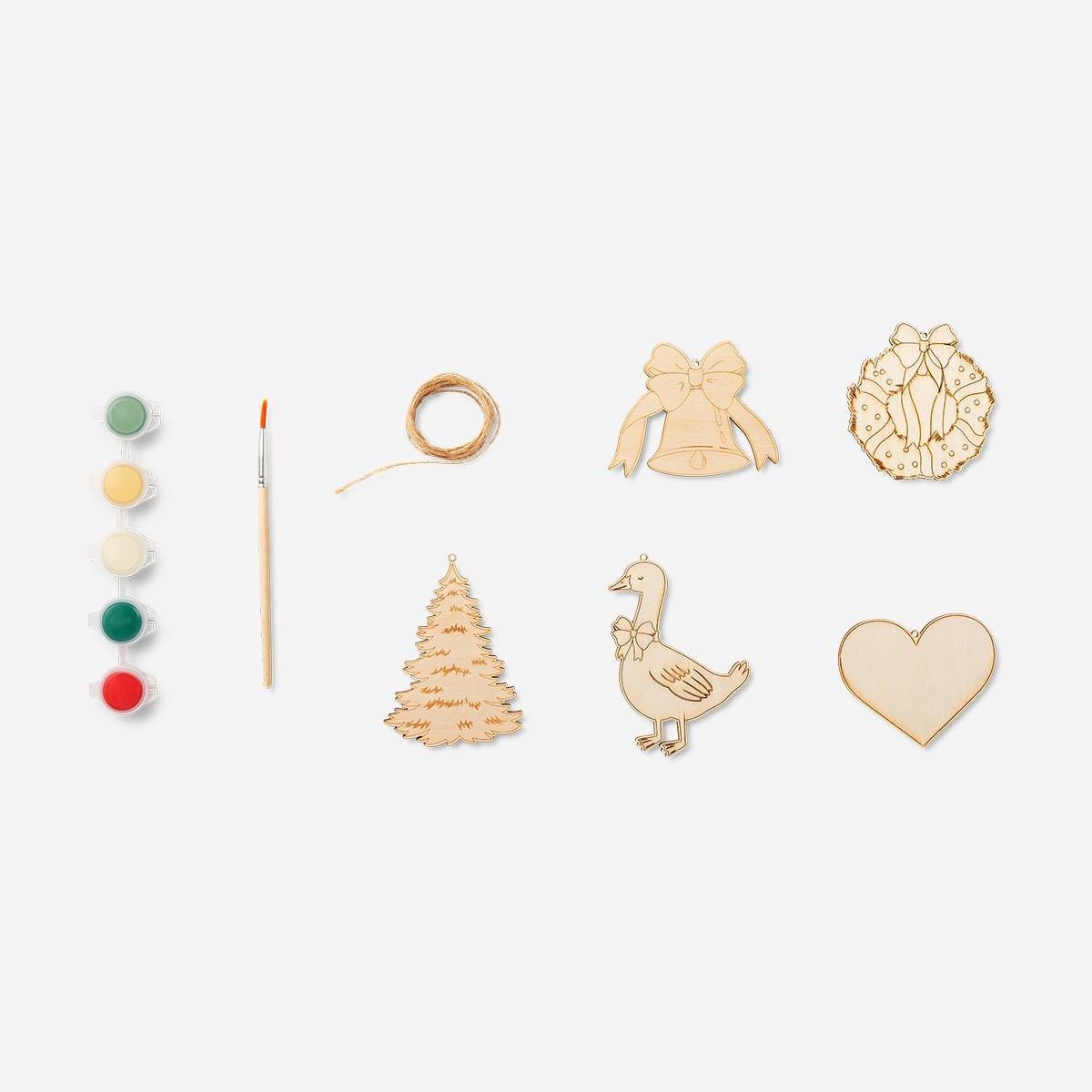 Multicolour Diy Wooden Christmas Ornaments - 5 Pieces
