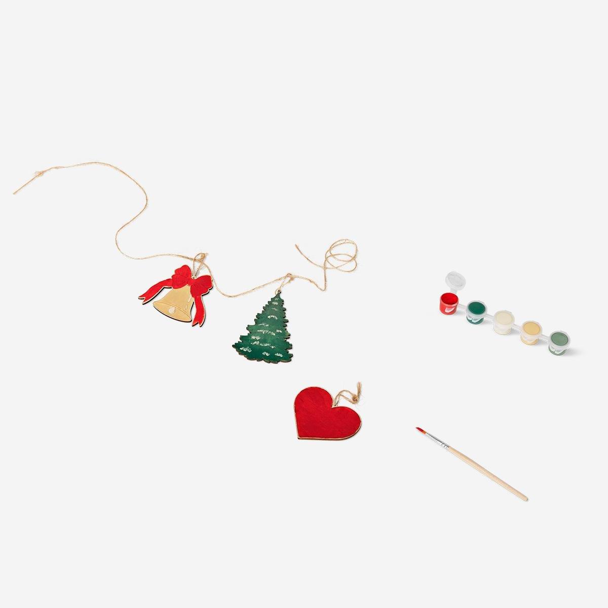 Multicolour Diy Wooden Christmas Garland