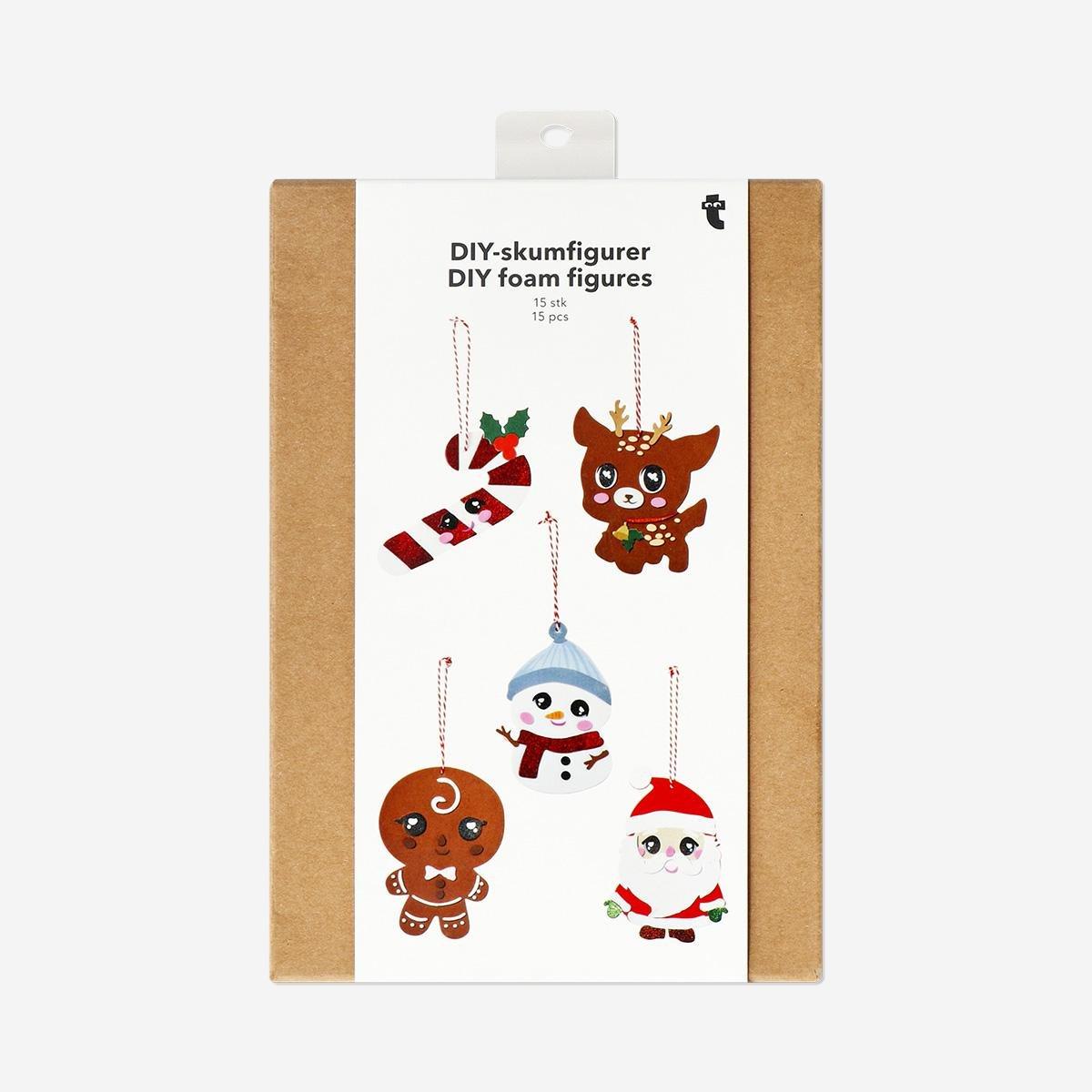 Multicolour Diy Christmas Day Foam Figures - 4 Pcs