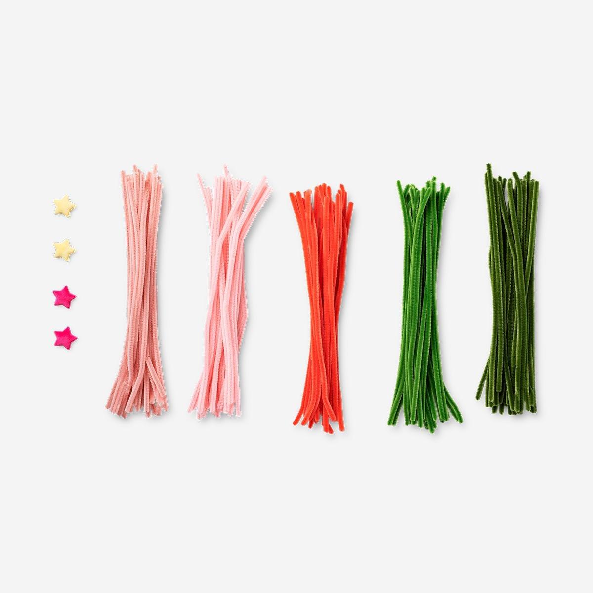 Multicolour DIY Pipe Cleaner Christmas Trees