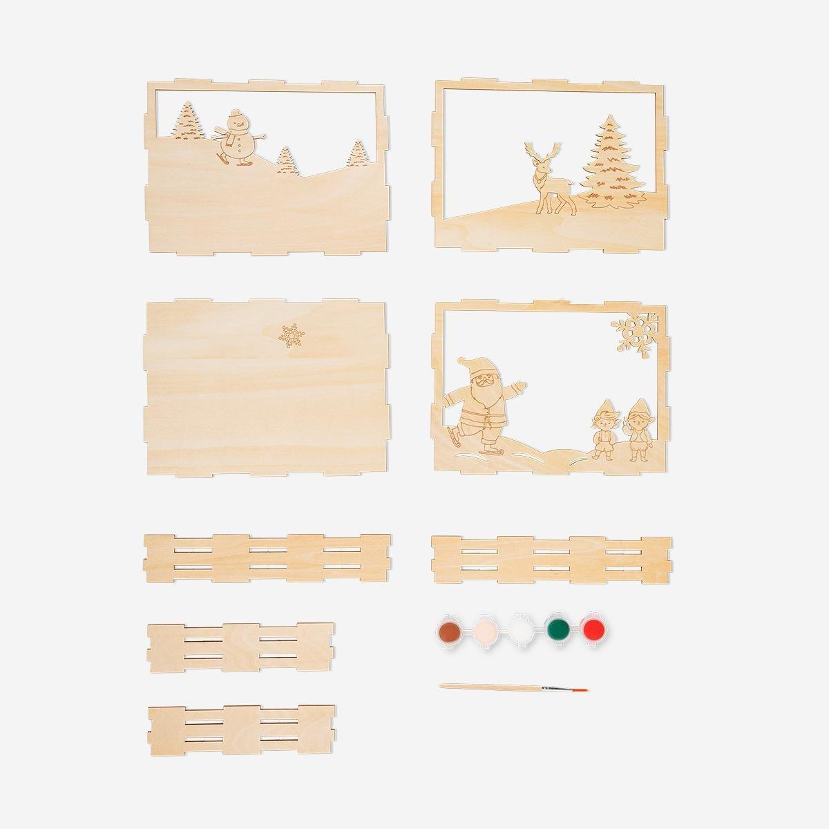 Multicolour Diy Christmas Day Scene With Paint