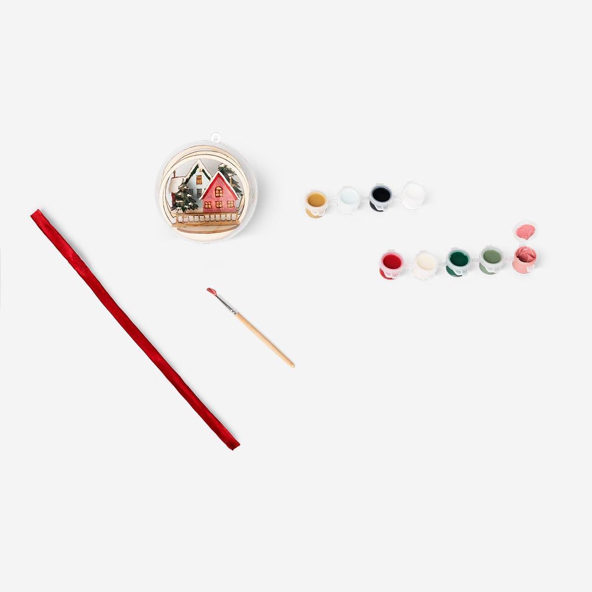 Multicolour Diy Christmas Balls With Wooden Houses