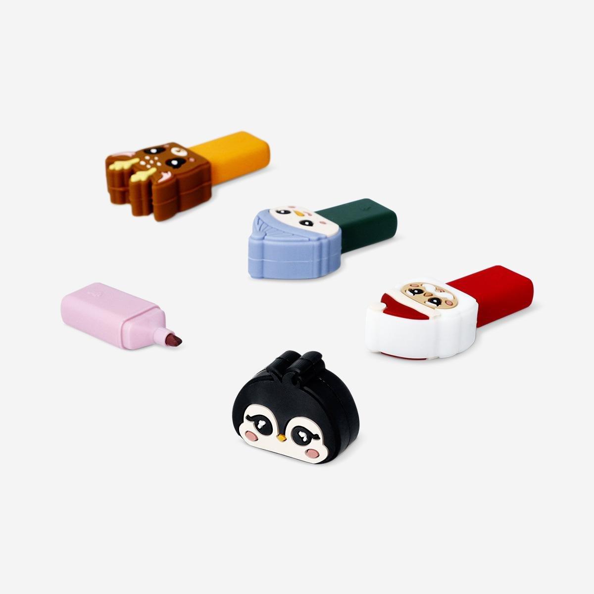 Highlighters With Christmas Day Toppers - 4 Pieces