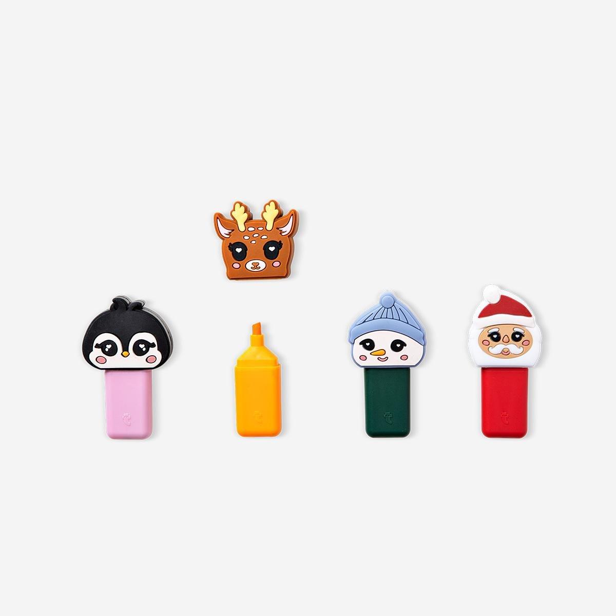 Highlighters With Christmas Day Toppers - 4 Pieces