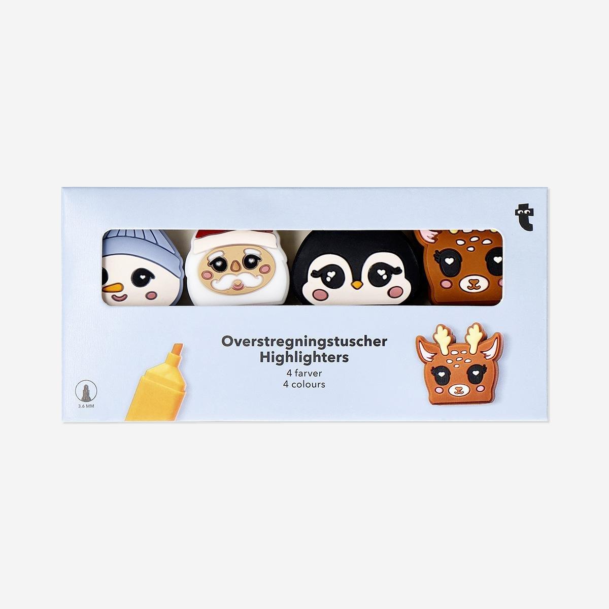 Highlighters With Christmas Day Toppers - 4 Pieces