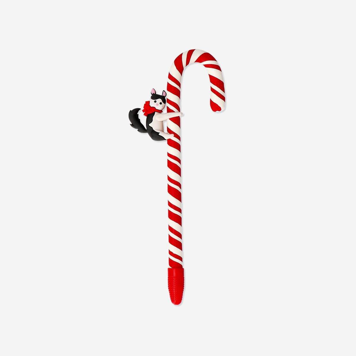 Multicolour Striped Candy Cane Ballpoint Pen - Black Ink