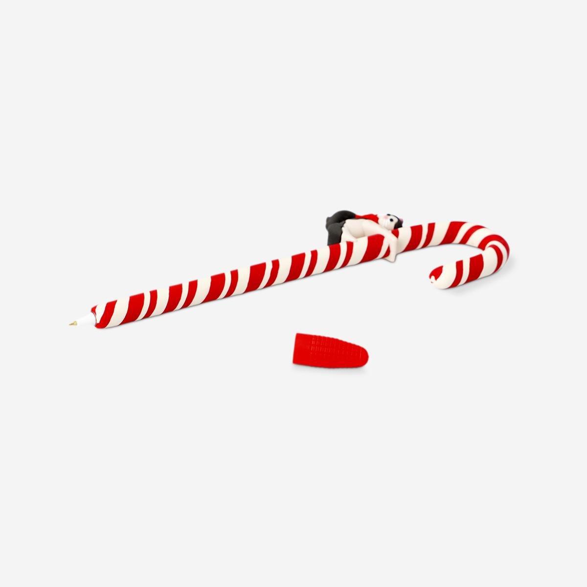 Multicolour Striped Candy Cane Ballpoint Pen - Black Ink