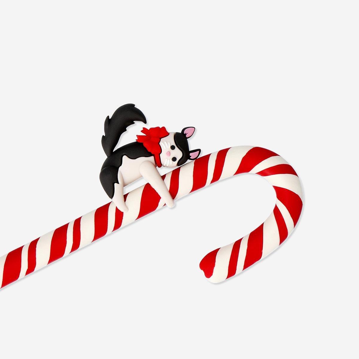Multicolour Striped Candy Cane Ballpoint Pen - Black Ink