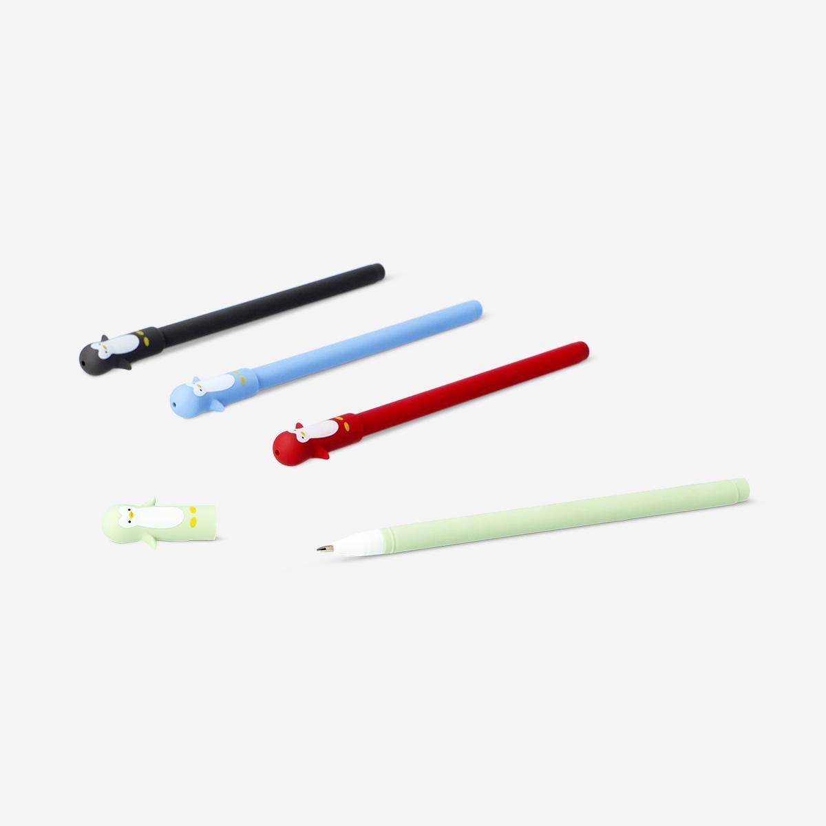 Multicolour Gel Pens With Penguin Toppers - 4 Pcs