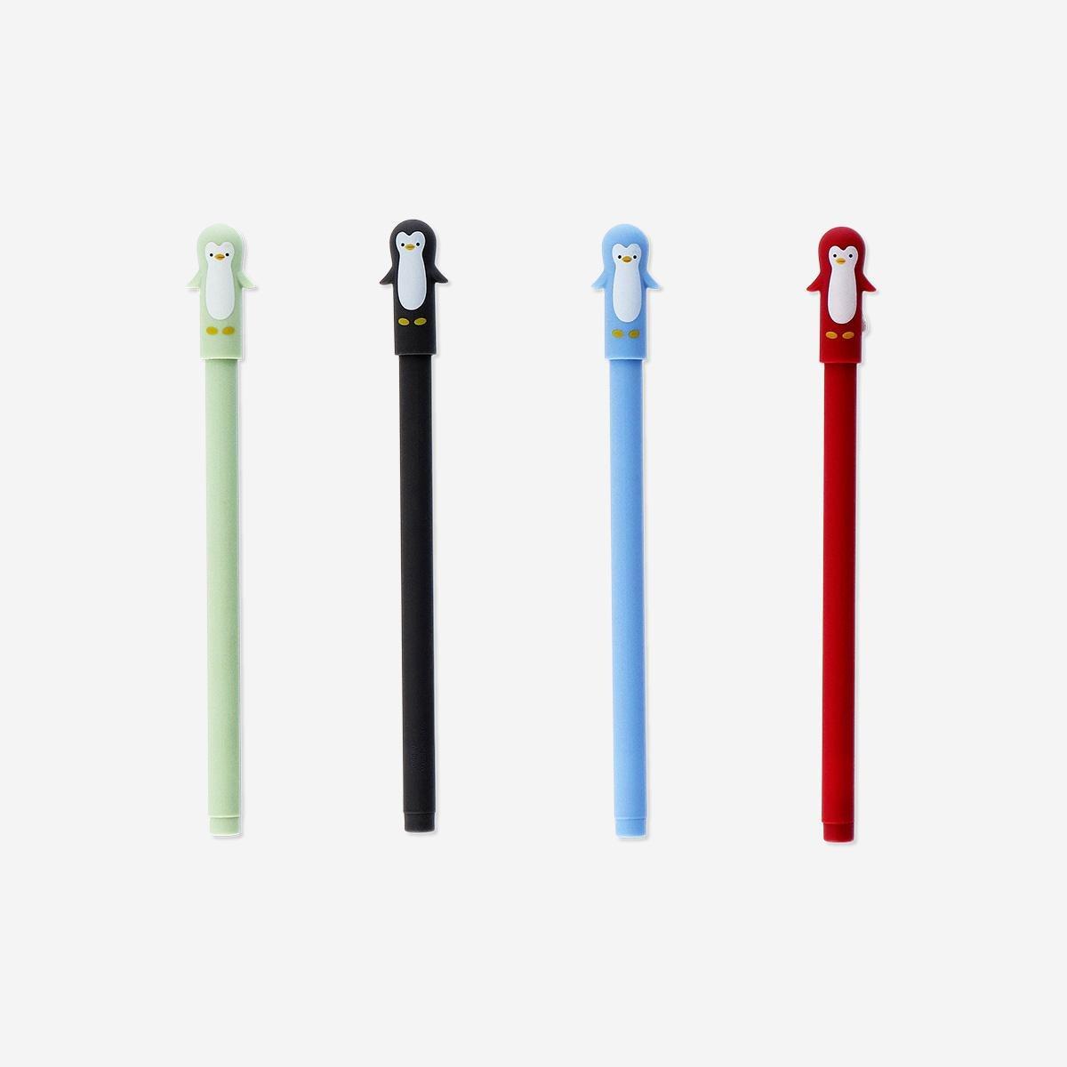 Multicolour Gel Pens With Penguin Toppers - 4 Pcs