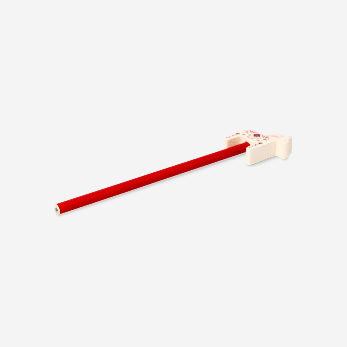 Red Pencil With Wooden Horse