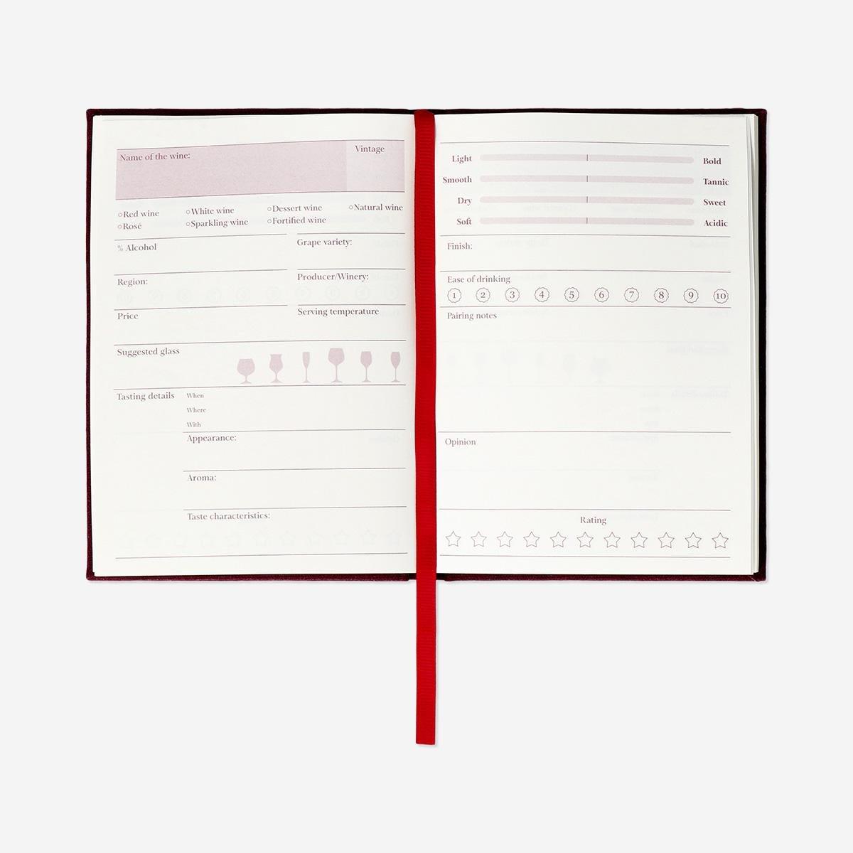 Red Wine Tasting Journal With Linen Cover