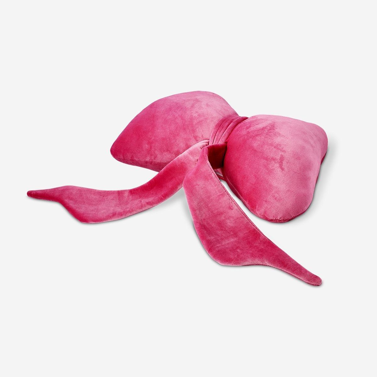 Pink Striped Bow Cushion