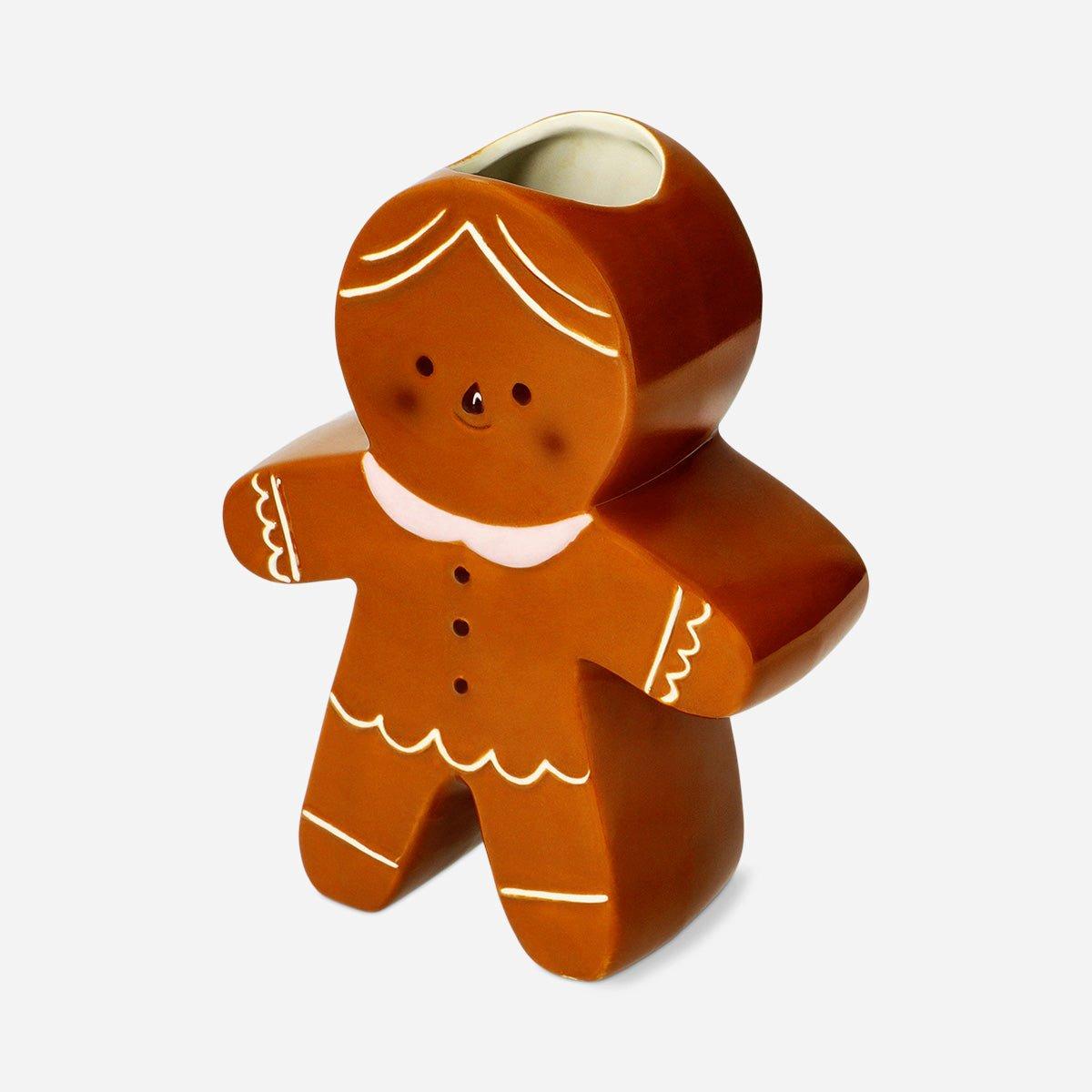 Brown Gingerbread Man Vase - 20 Cm