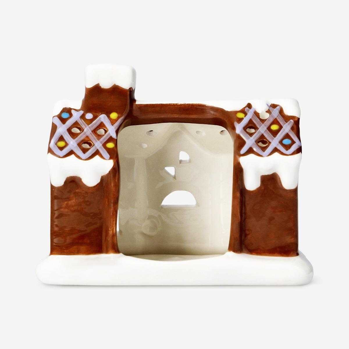 Brown Gingerbread House Tealight Holder