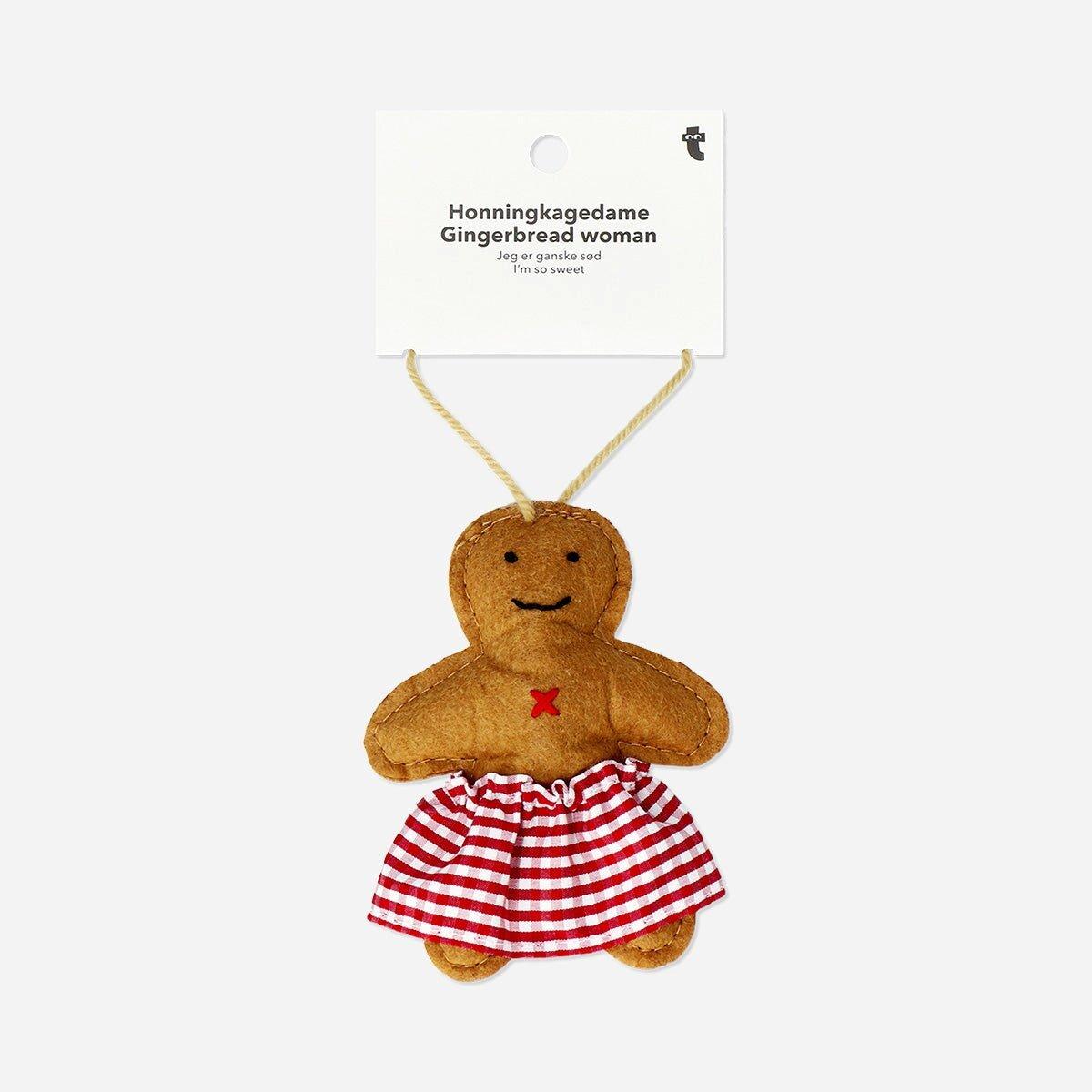 Brown Felt Gingerbread Woman Ornament