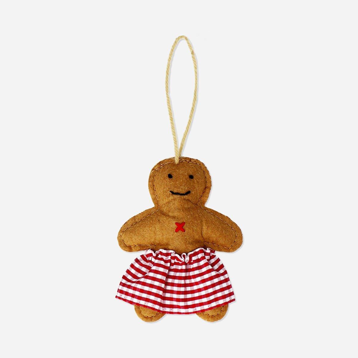 Brown Felt Gingerbread Woman Ornament