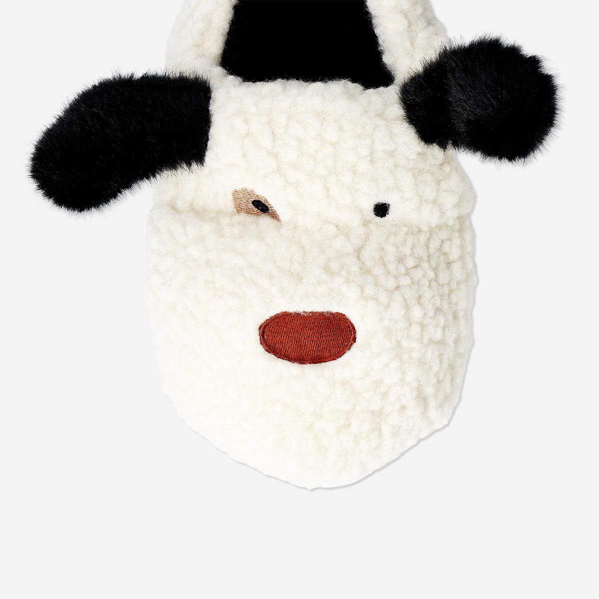 White Plush Dog Slippers - Size 37/38