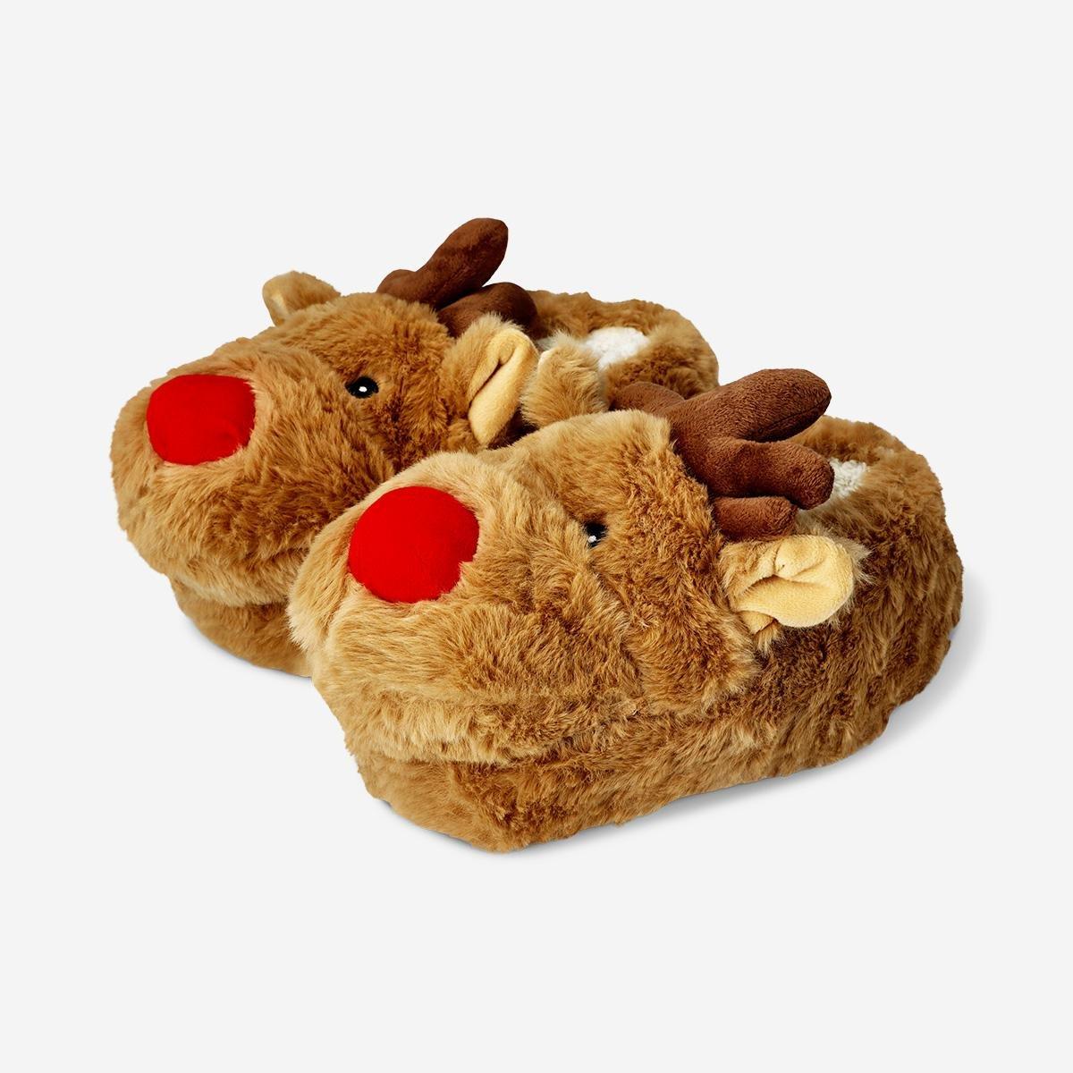 Brown Reindeer Slippers - Size 38/39