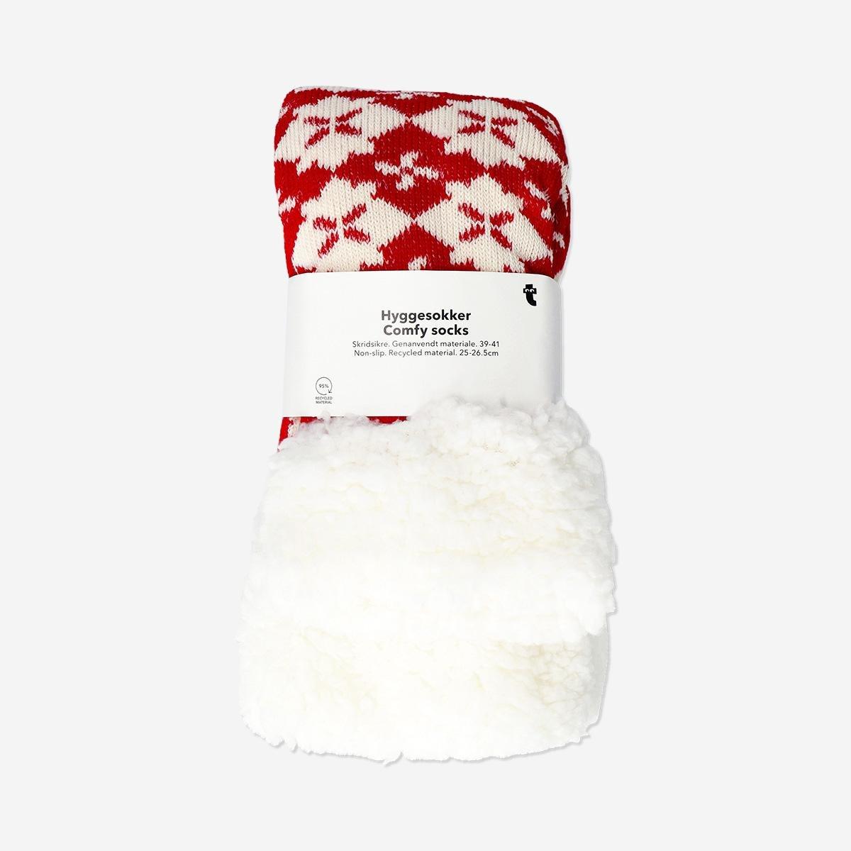 Red Thick Comfy Socks With Non-Slip - Size 39/41