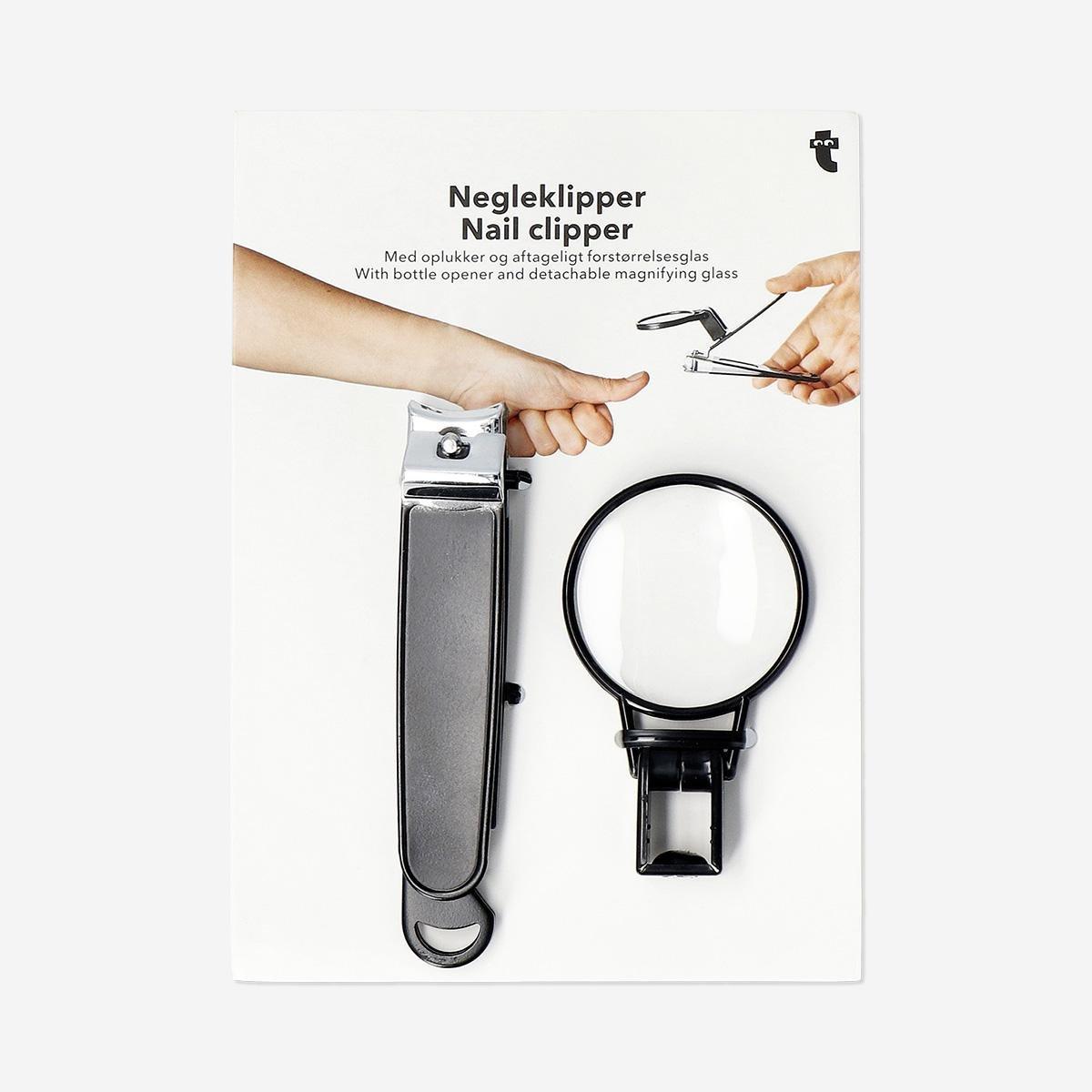 Black Nail Clippers With Bottle Opener And Magnifying Glass