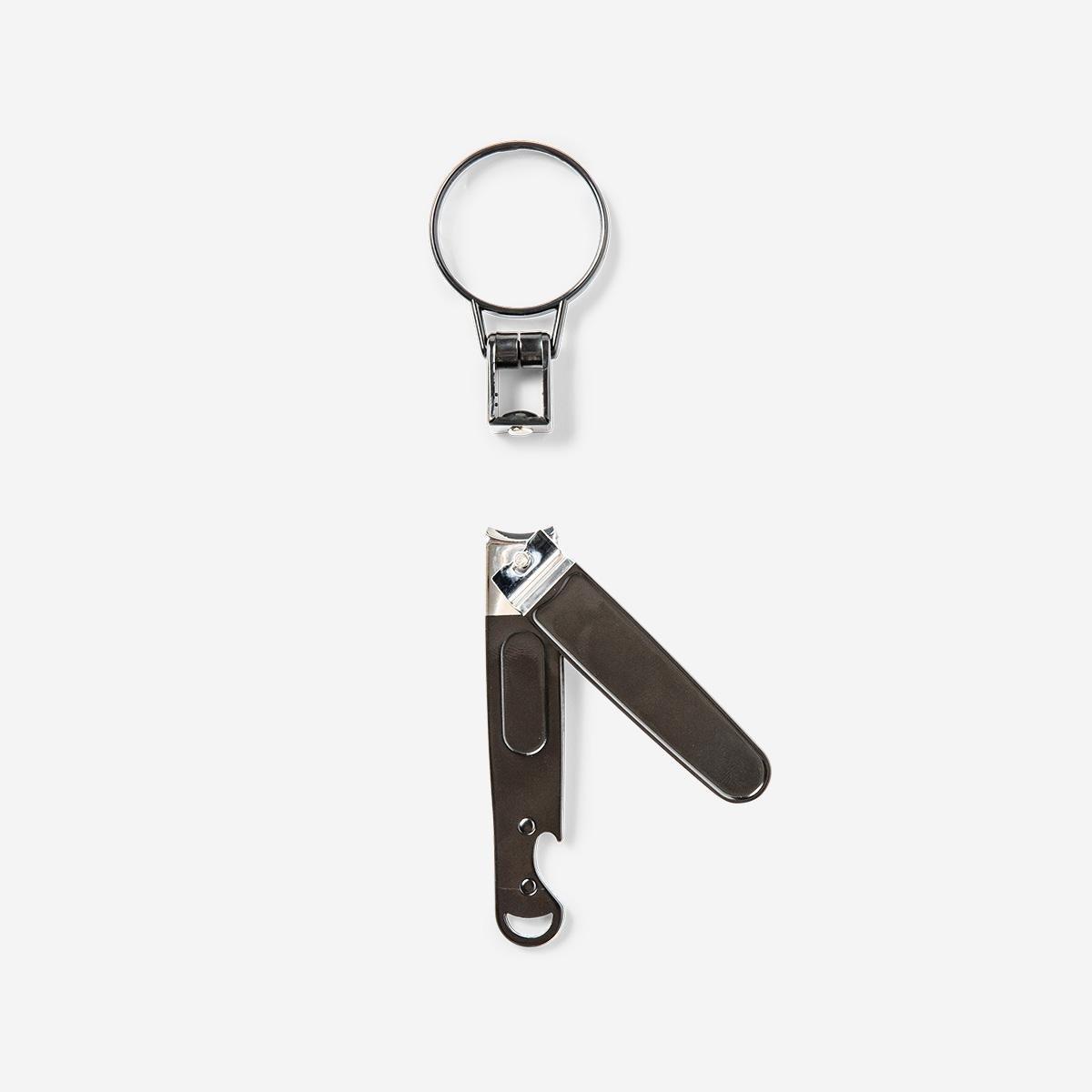 Black Nail Clippers With Bottle Opener And Magnifying Glass