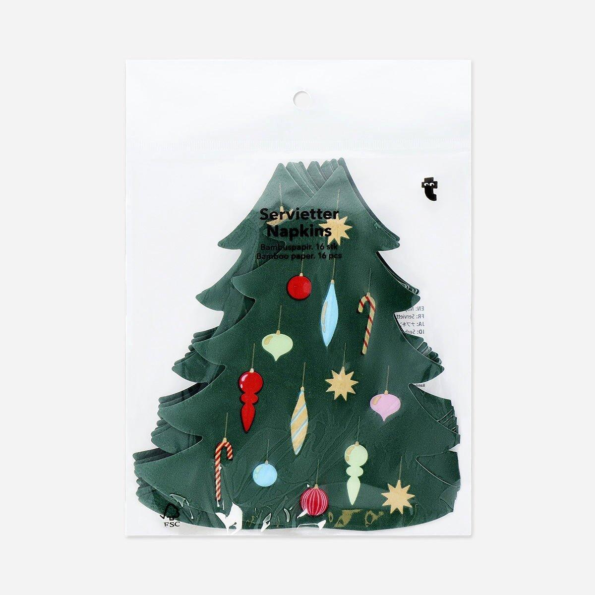 Green Christmas Tree Napkins - 16 Pcs