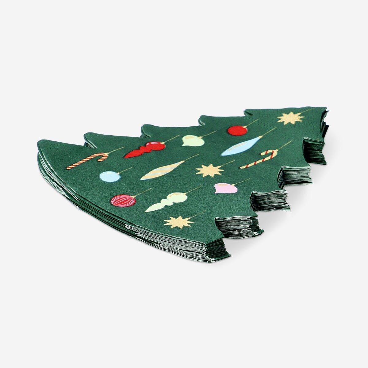 Green Christmas Tree Napkins - 16 Pcs
